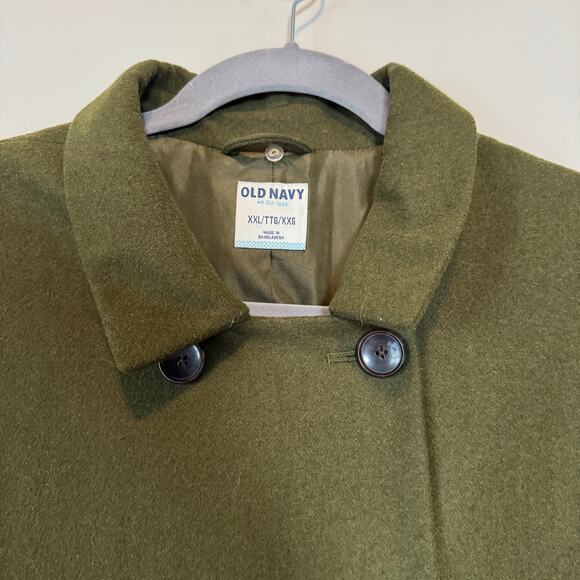EUC Old Navy Sz XXL Y2K 2000s Olive Green Military Peacoat Short Coat Jacket - Picture 3 of 12